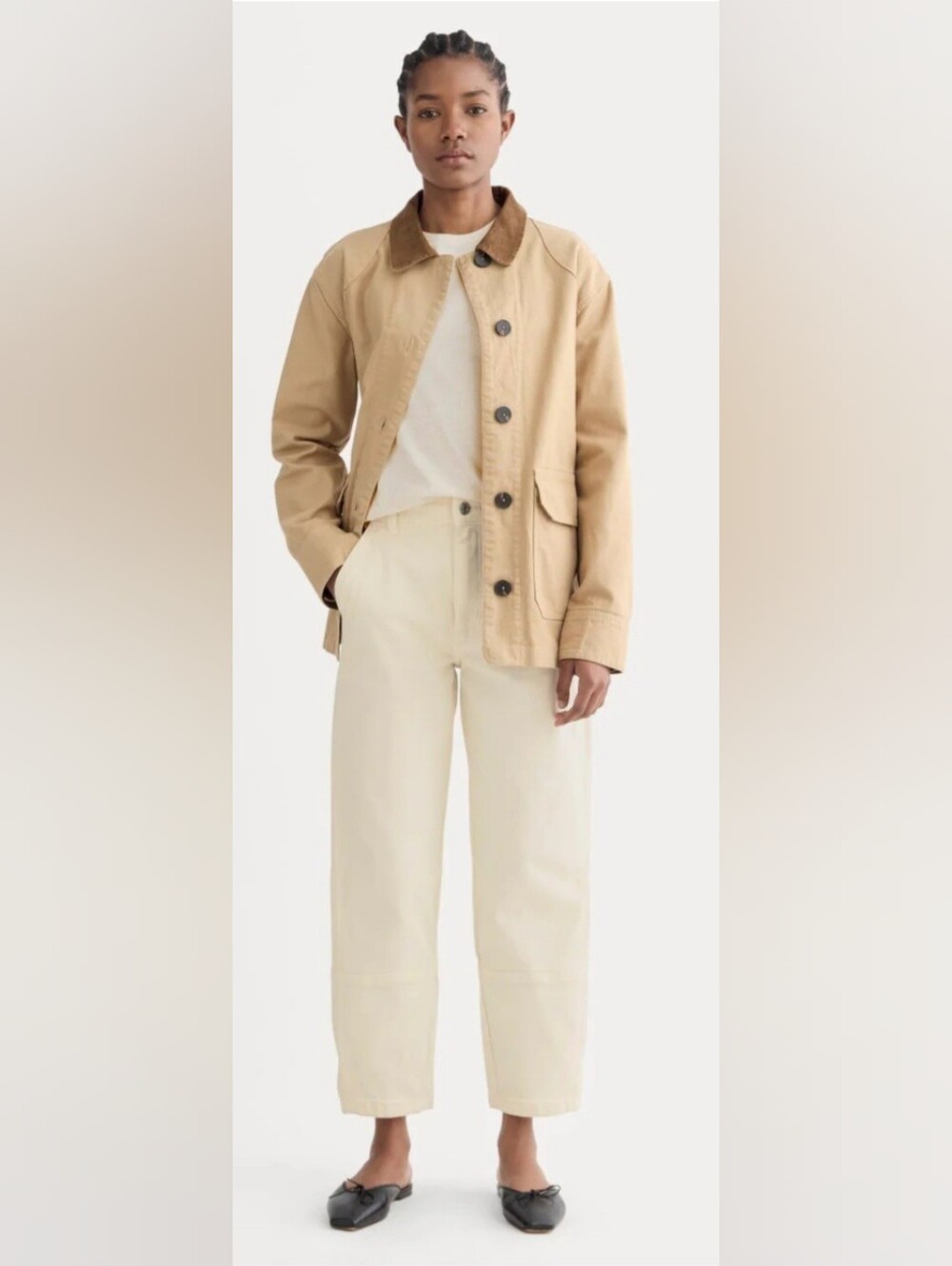Lightweight Cream Utility Barrel Pants